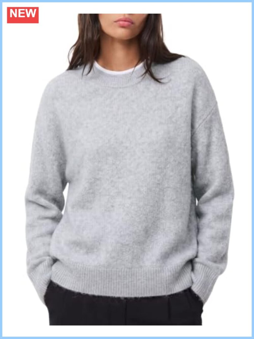Oversized Fuzzy Knit Crewneck Long Sleeve Pullover Sweater Wool Blend